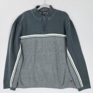 Eddie Bauer Sweater Mens Extra Large Tall Gray 1/4 Zip Mock Neck Pullover Casual